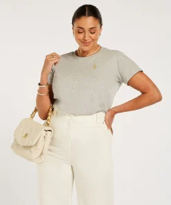 JV ZOE EMBROIDERY slim fit T-shirt - grey melange