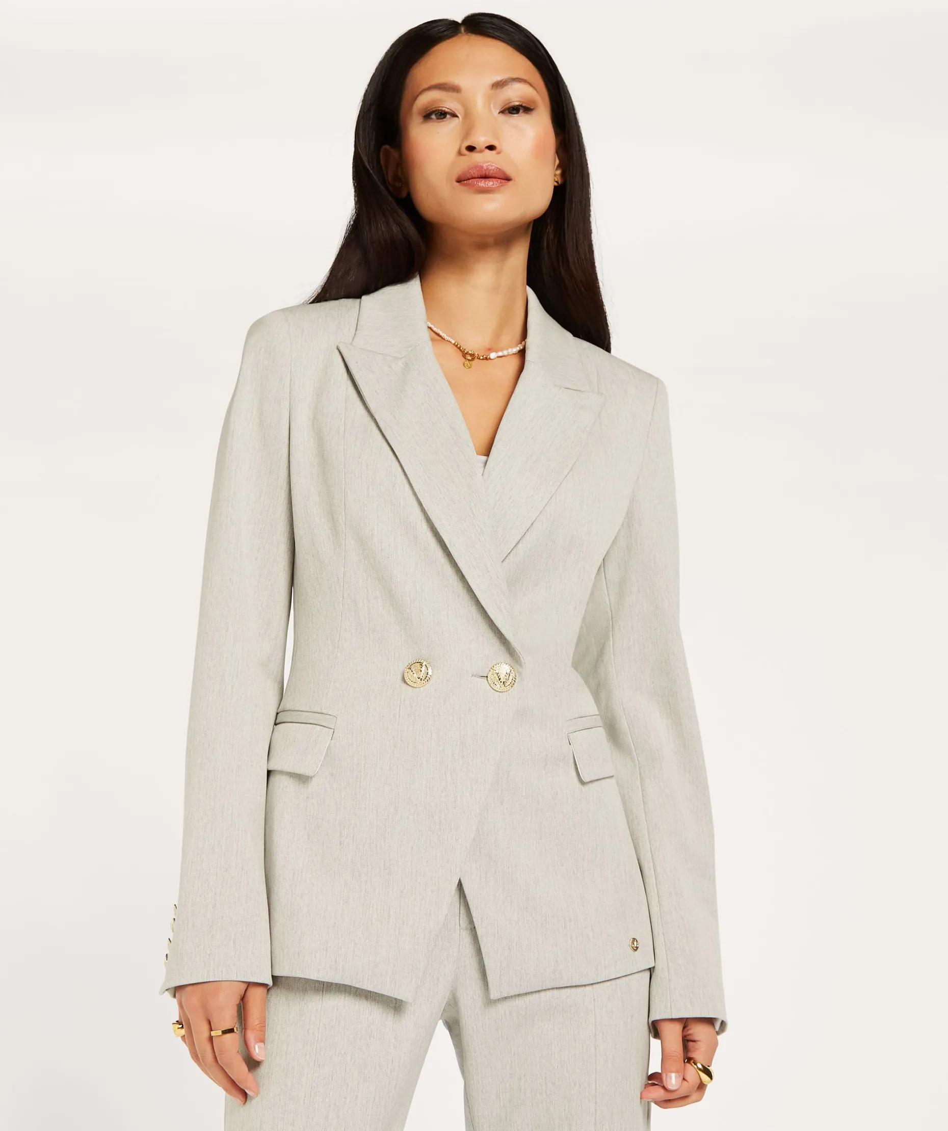 JV ZOYA getailleerde blazer - light grey melange
