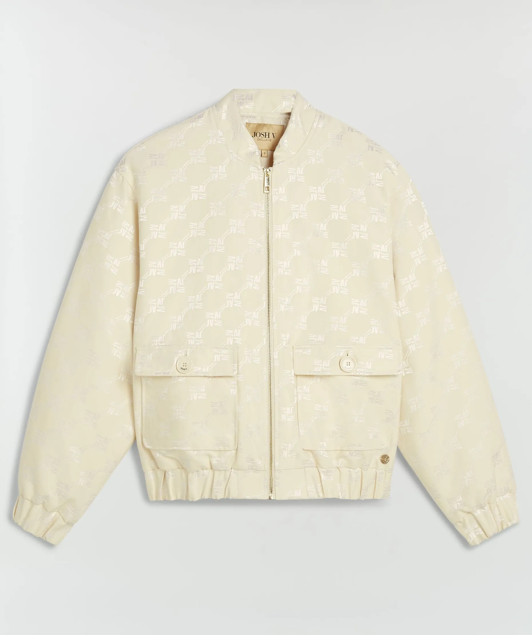 KELSEY oversized bomber met logoprint - ecru