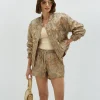 KELSEY oversized bomberjack met metallic details - dusty lilac gold