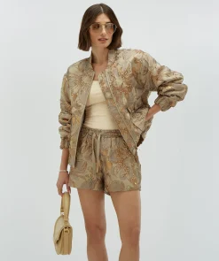 KELSEY oversized bomberjack met metallic details - dusty lilac gold