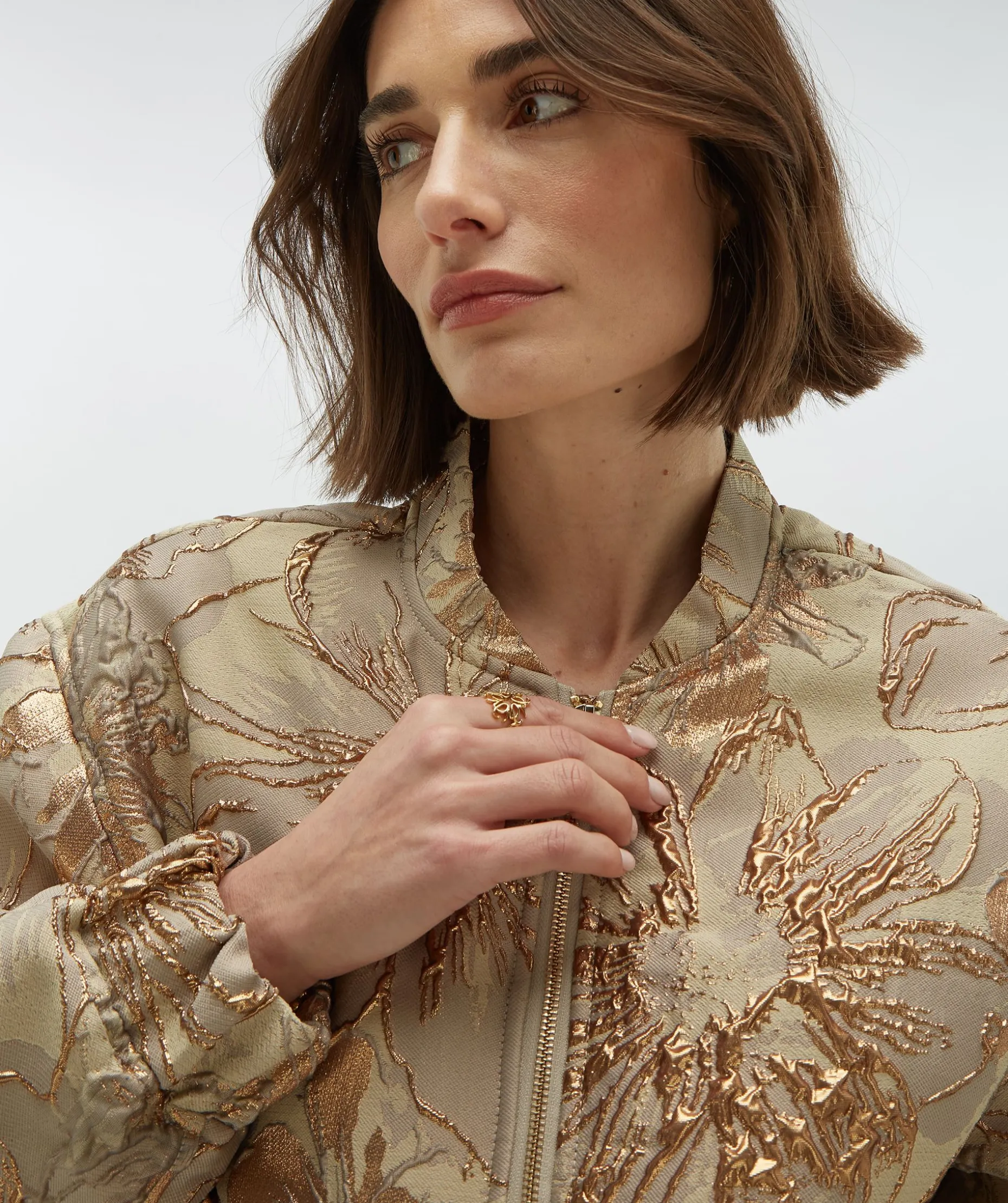 KELSEY oversized bomberjack met metallic details - dusty lilac gold