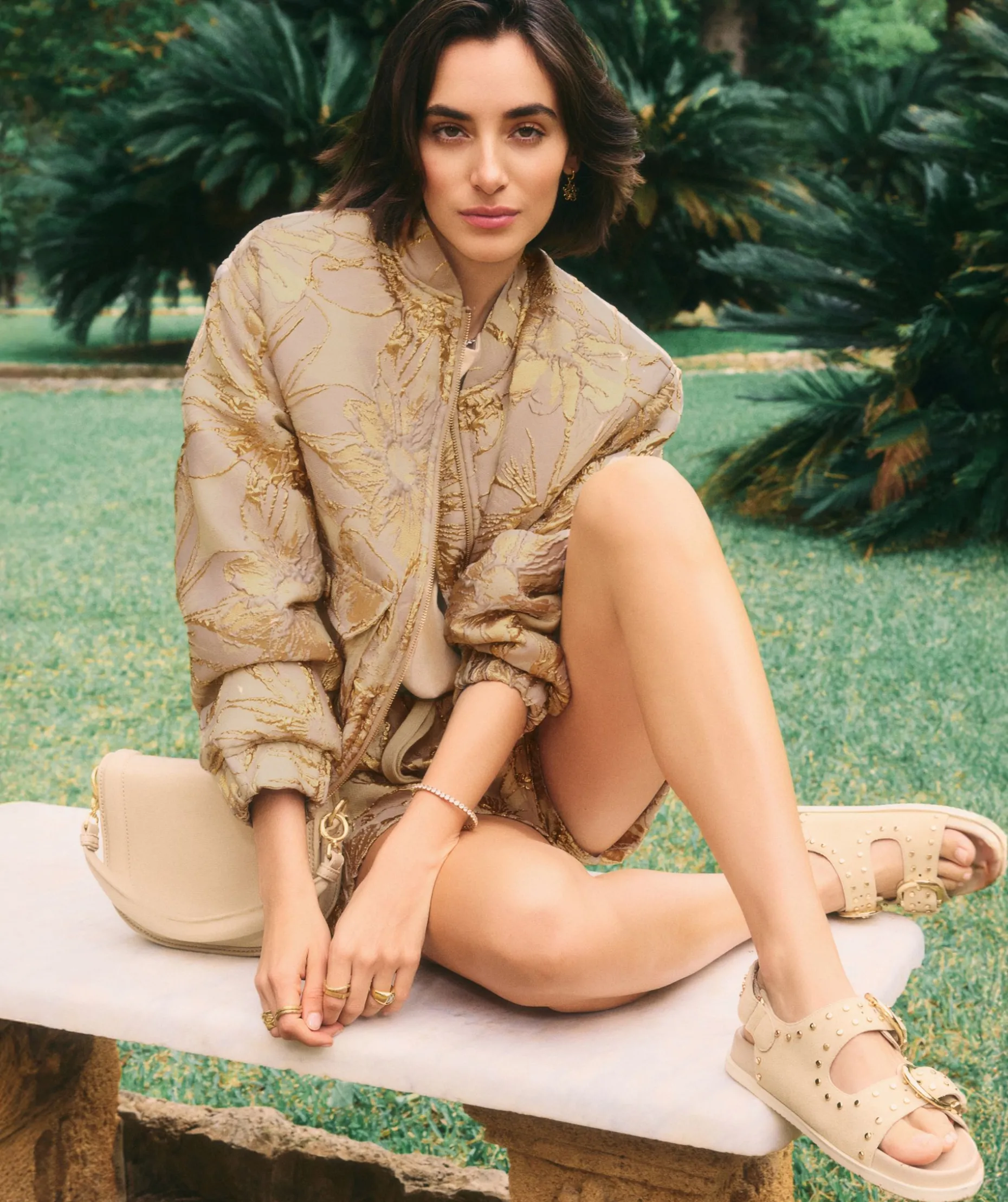 KELSEY oversized bomberjack met metallic details - dusty lilac gold