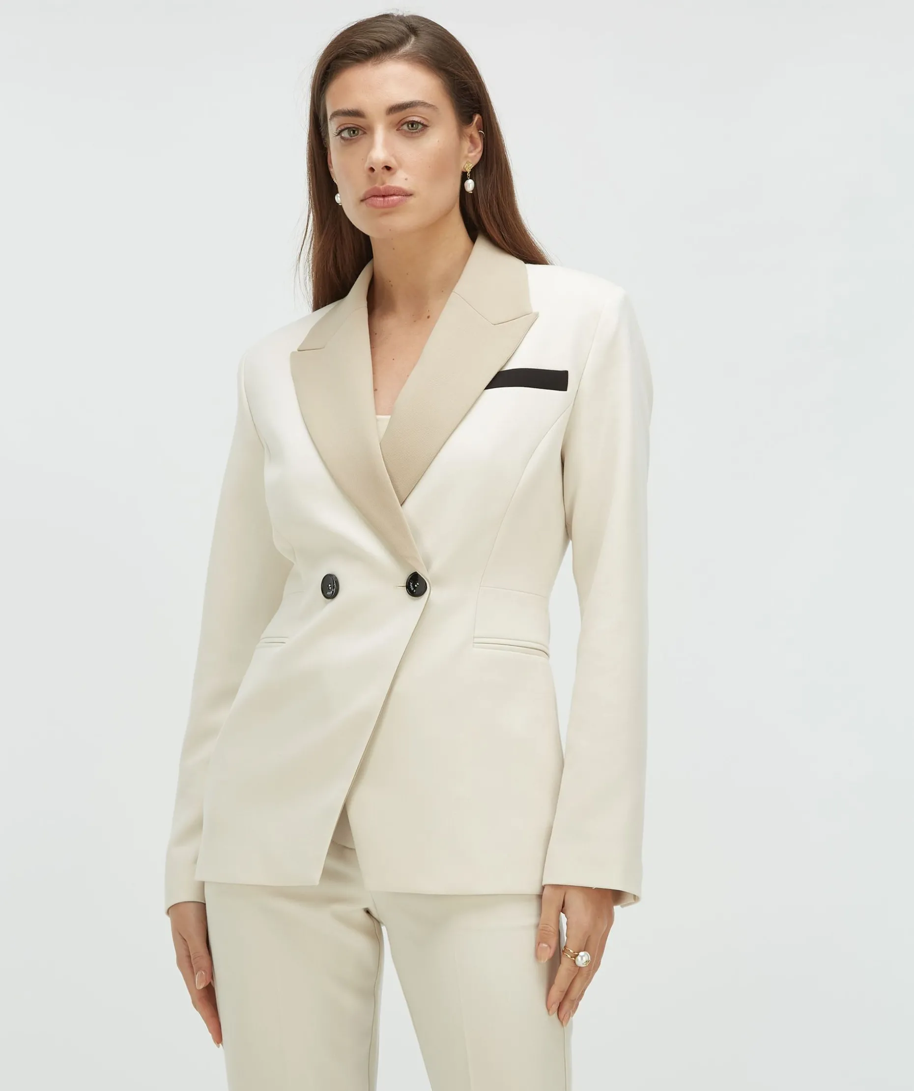 KENNY fitted blazer met contrast effect - ecru