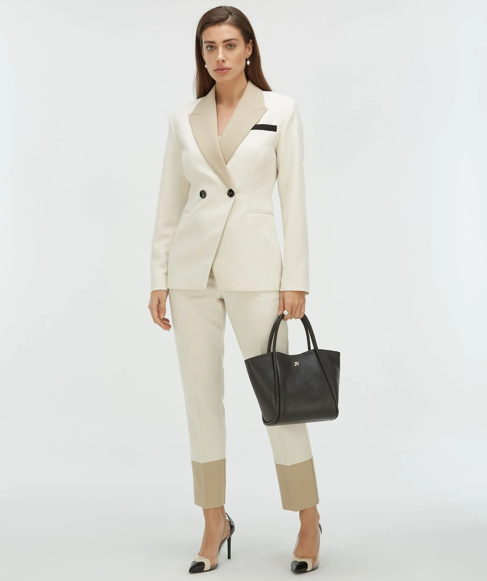 KENNY fitted blazer met contrast effect - ecru