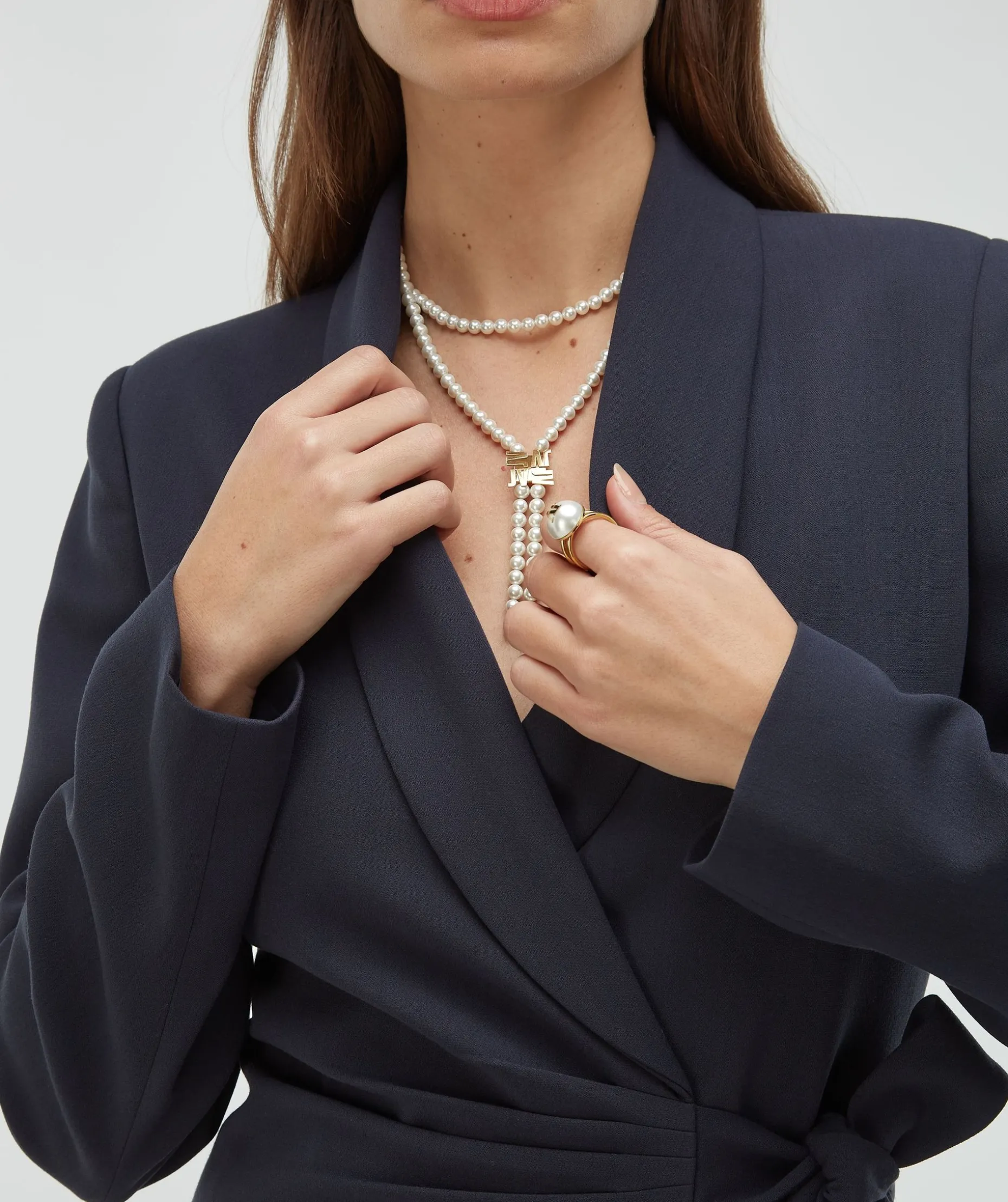 KENZIE verstelbare parelketting - antique gold