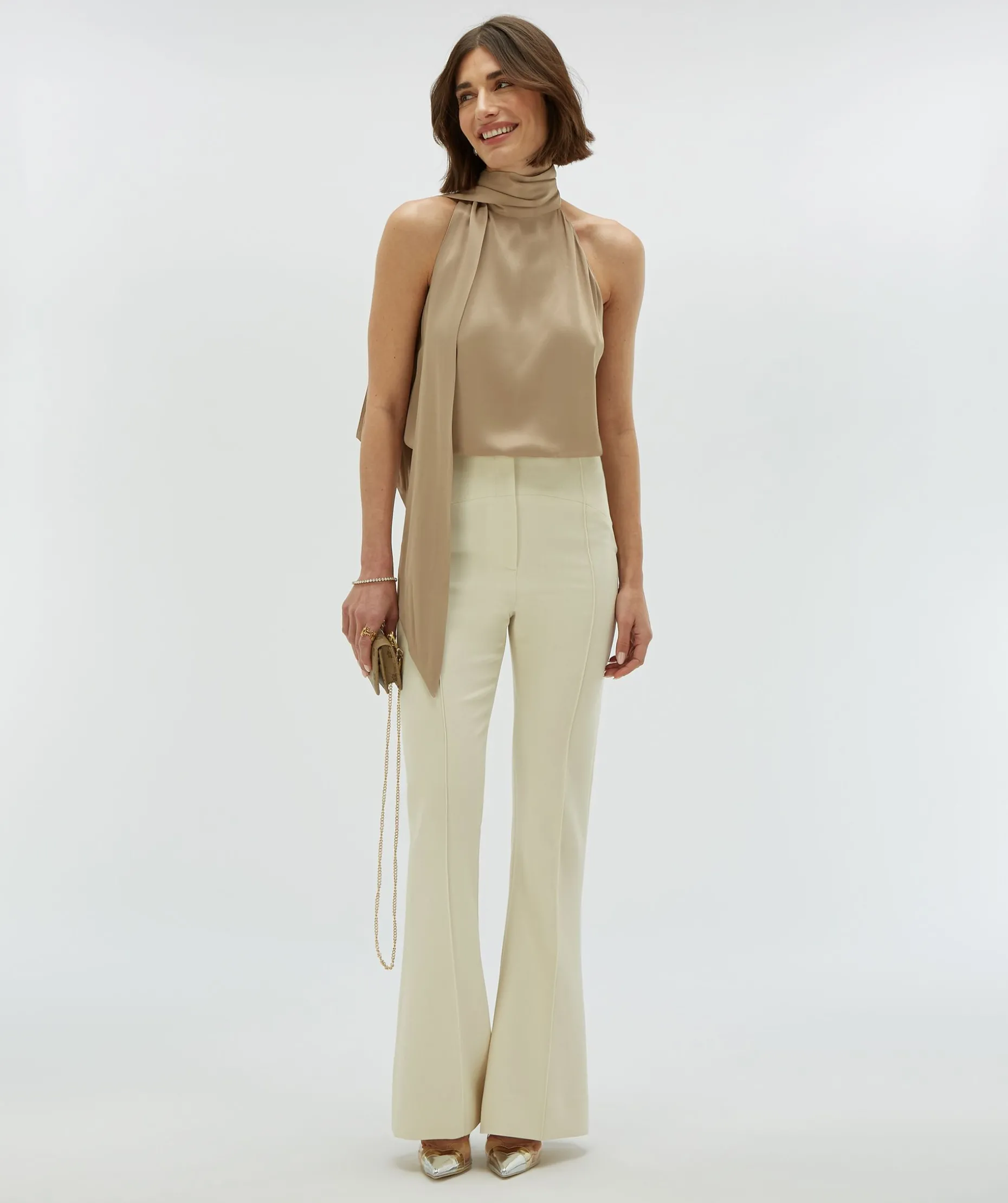 KIT fitted flared pantalon - light ecru