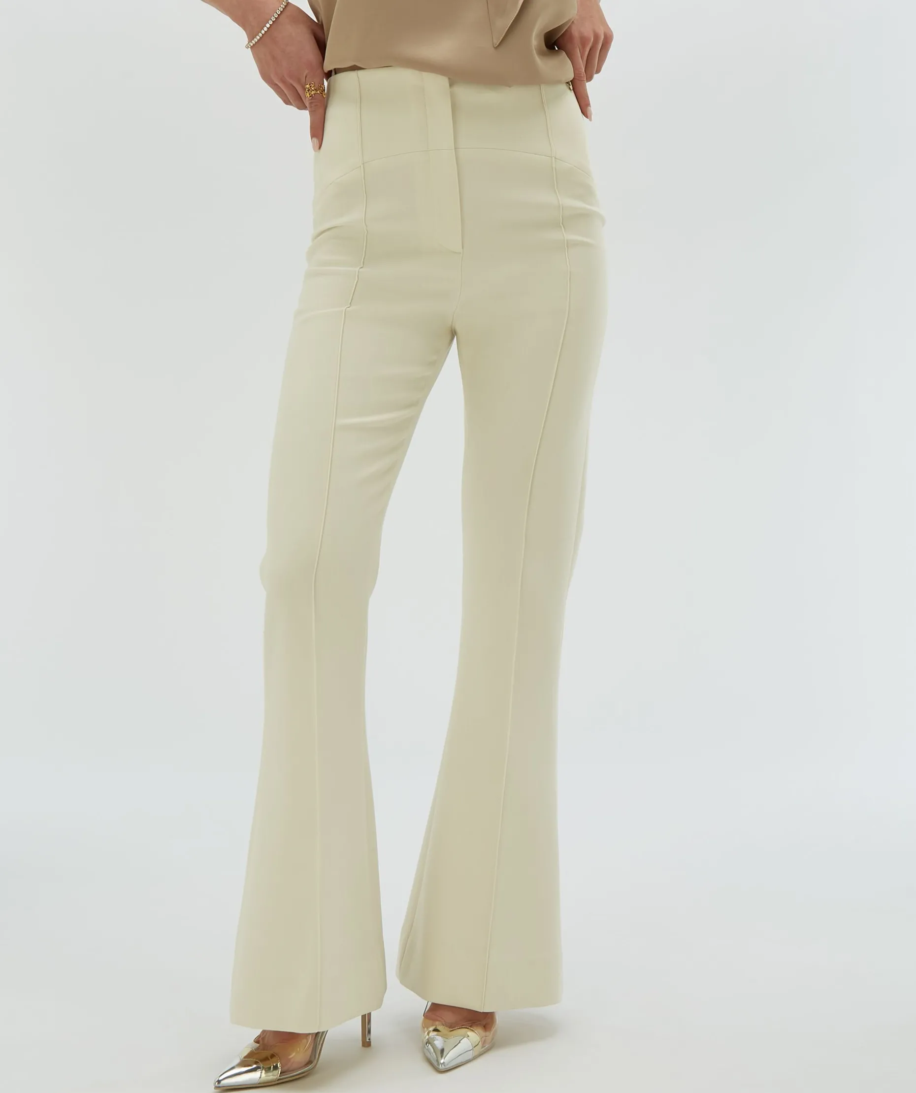 KIT fitted flared pantalon - light ecru