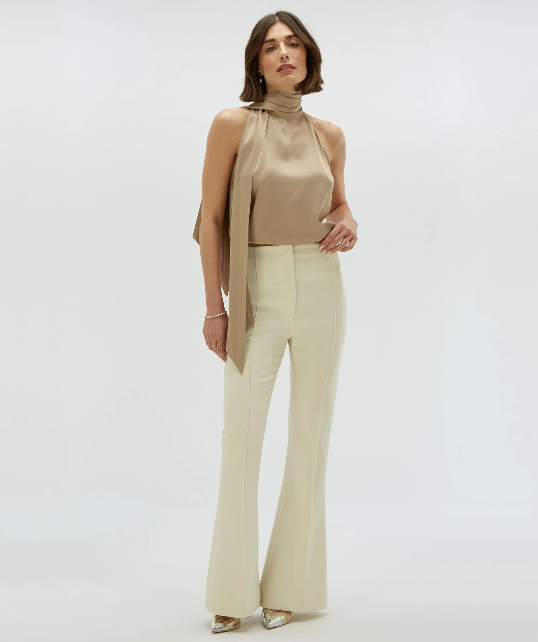 KIT fitted flared pantalon - light ecru