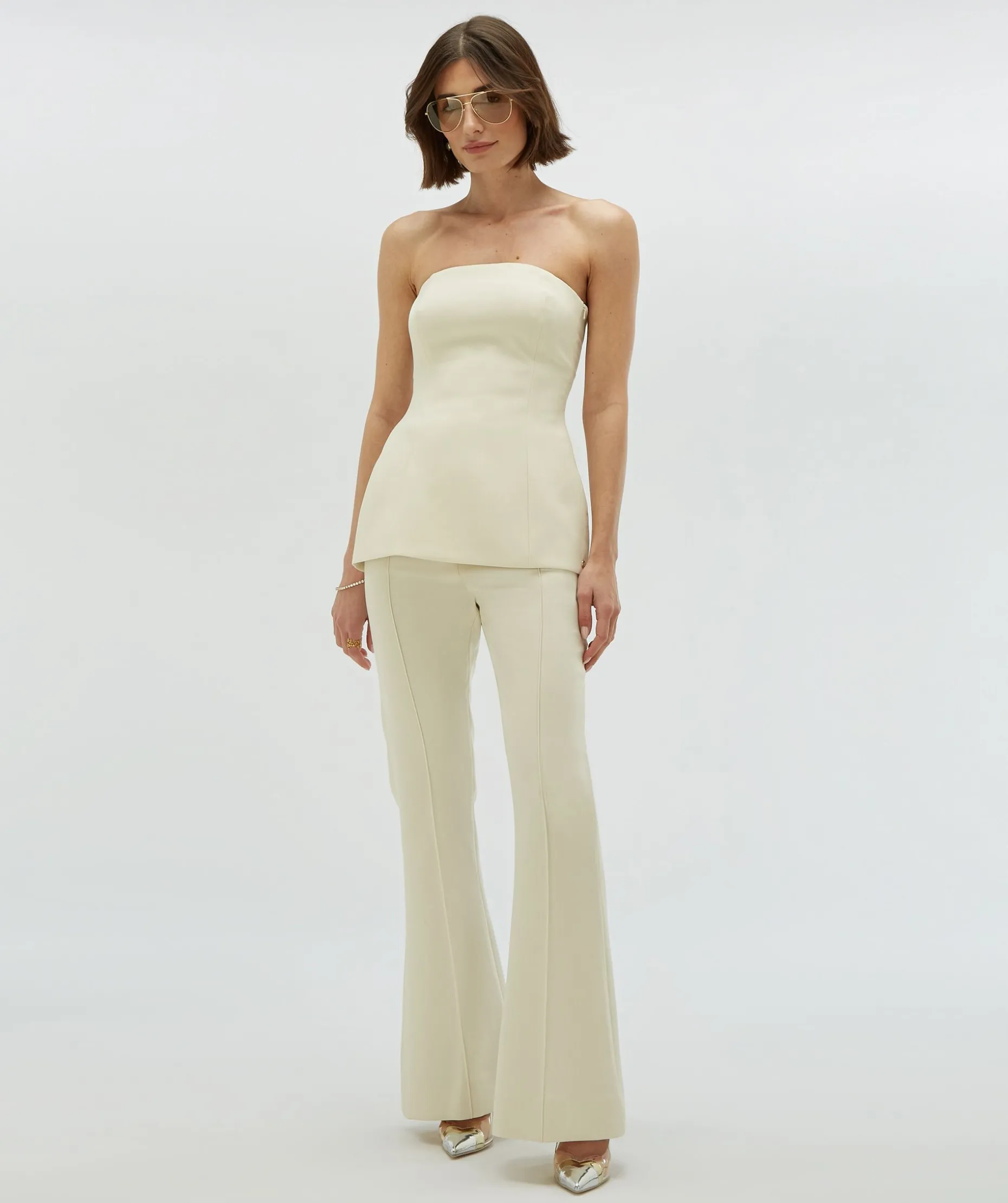 KIT fitted flared pantalon - light ecru