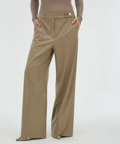 KYRIE wide leg pantalon - mink melange
