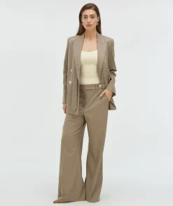 KYRIE wide leg pantalon - mink melange