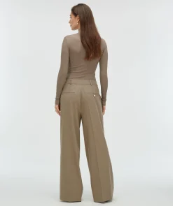 KYRIE wide leg pantalon - mink melange