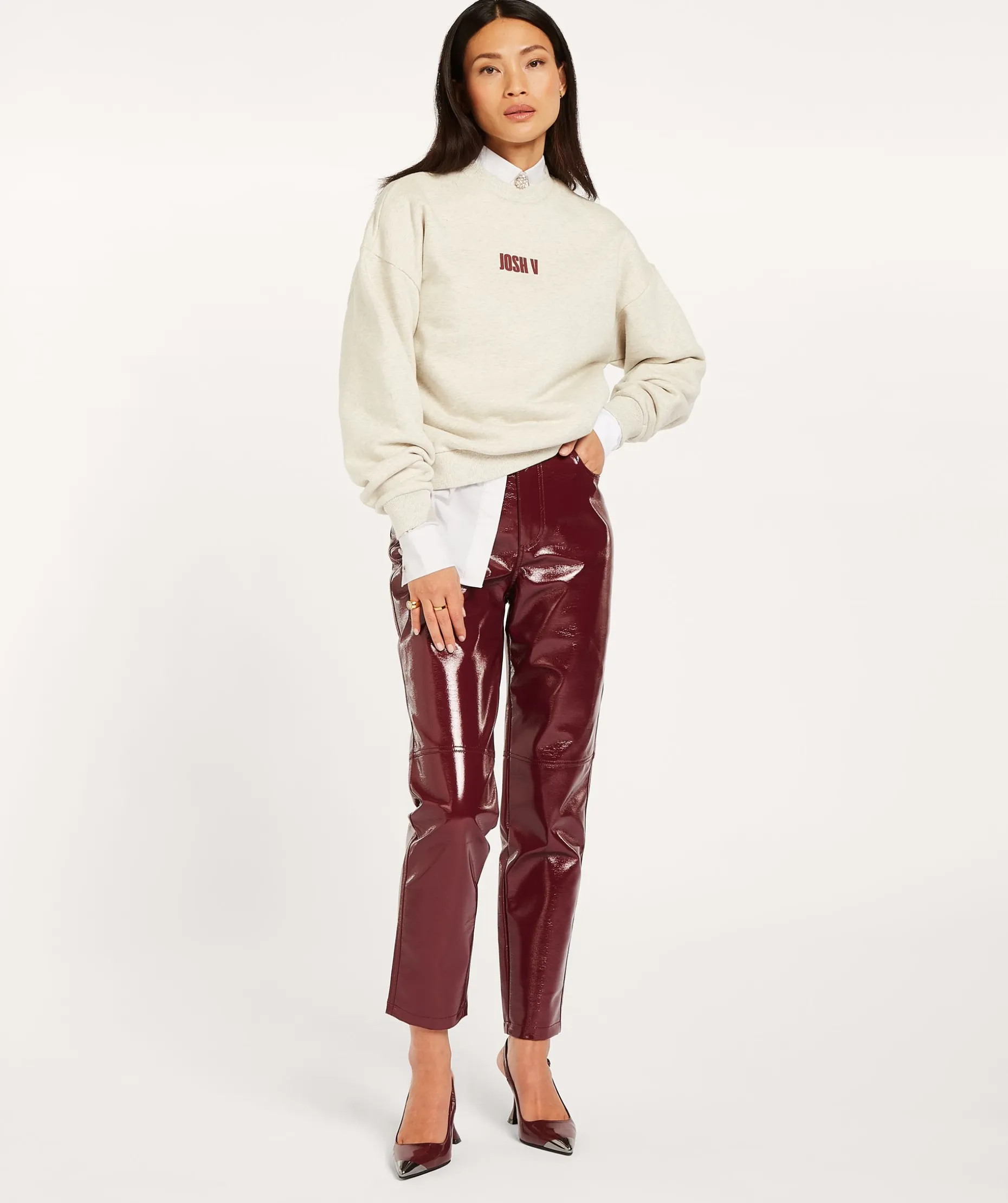 LENTHE regular fit sweater met logo - salt melange