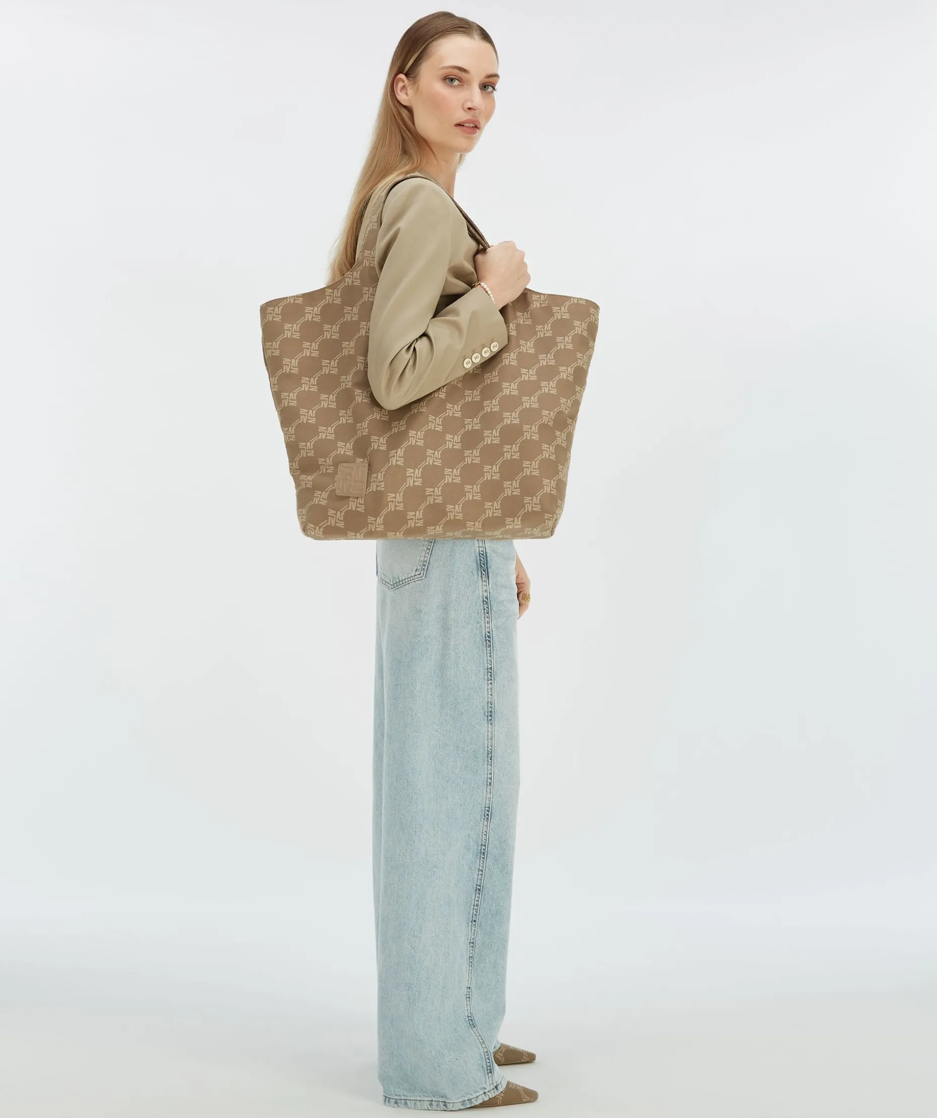 LEONORA shopper met logoprint - mink