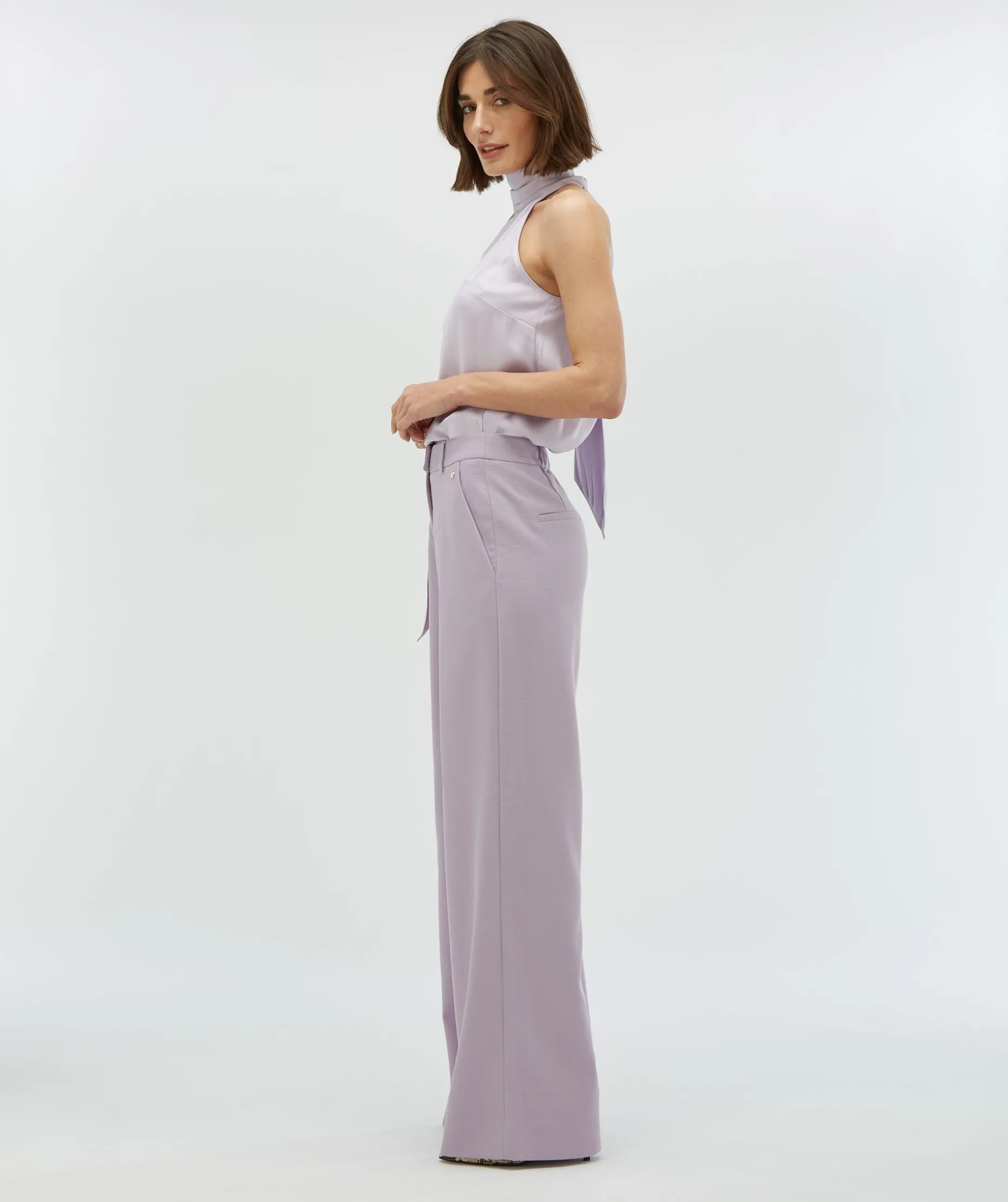 LIA high waist wide leg pantalon - lilac