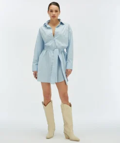LINE oversized jurk met sierstenen - sky blue