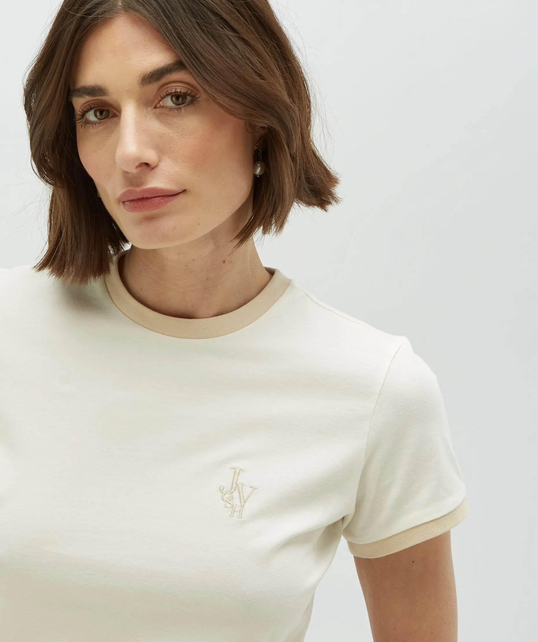 LOREN fitted T-shirt met logo - off white