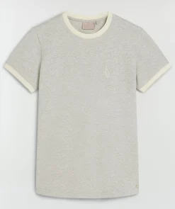 LOREN fitted T-shirt met logo - grey melange
