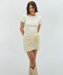 LOREN fitted T-shirt met logo - off white