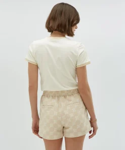 LOREN fitted T-shirt met logo - off white