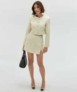 LOTTI bouclé skort met lurex - light ecru