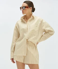 LOVA oversized blouse met strepen - light ecru