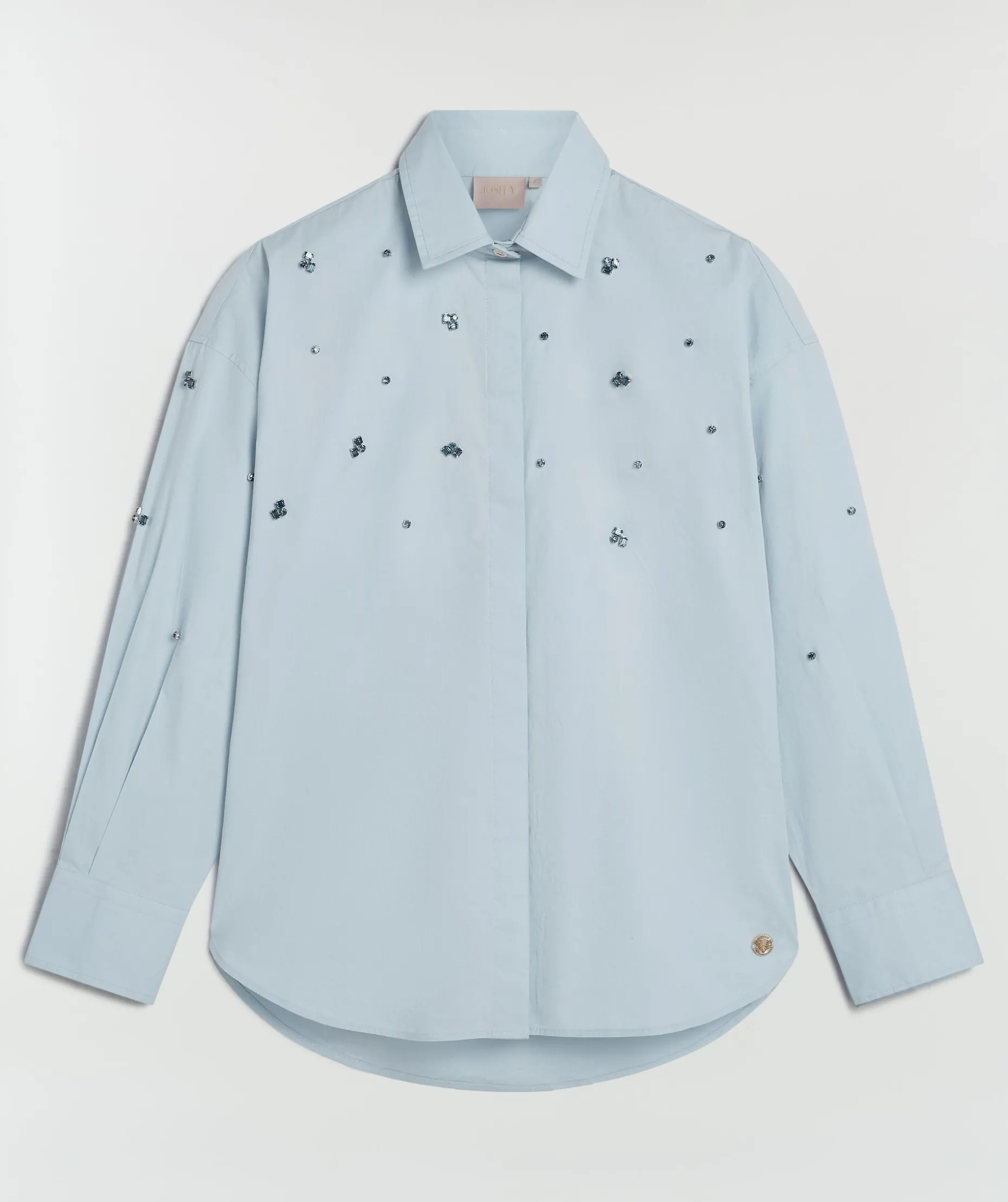 LOVA oversized blouse met sierstenen - sky blue