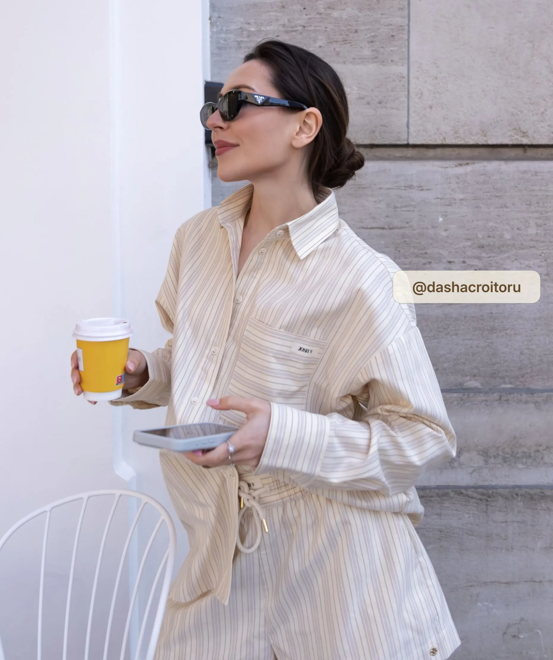 LOVA oversized blouse met strepen - light ecru