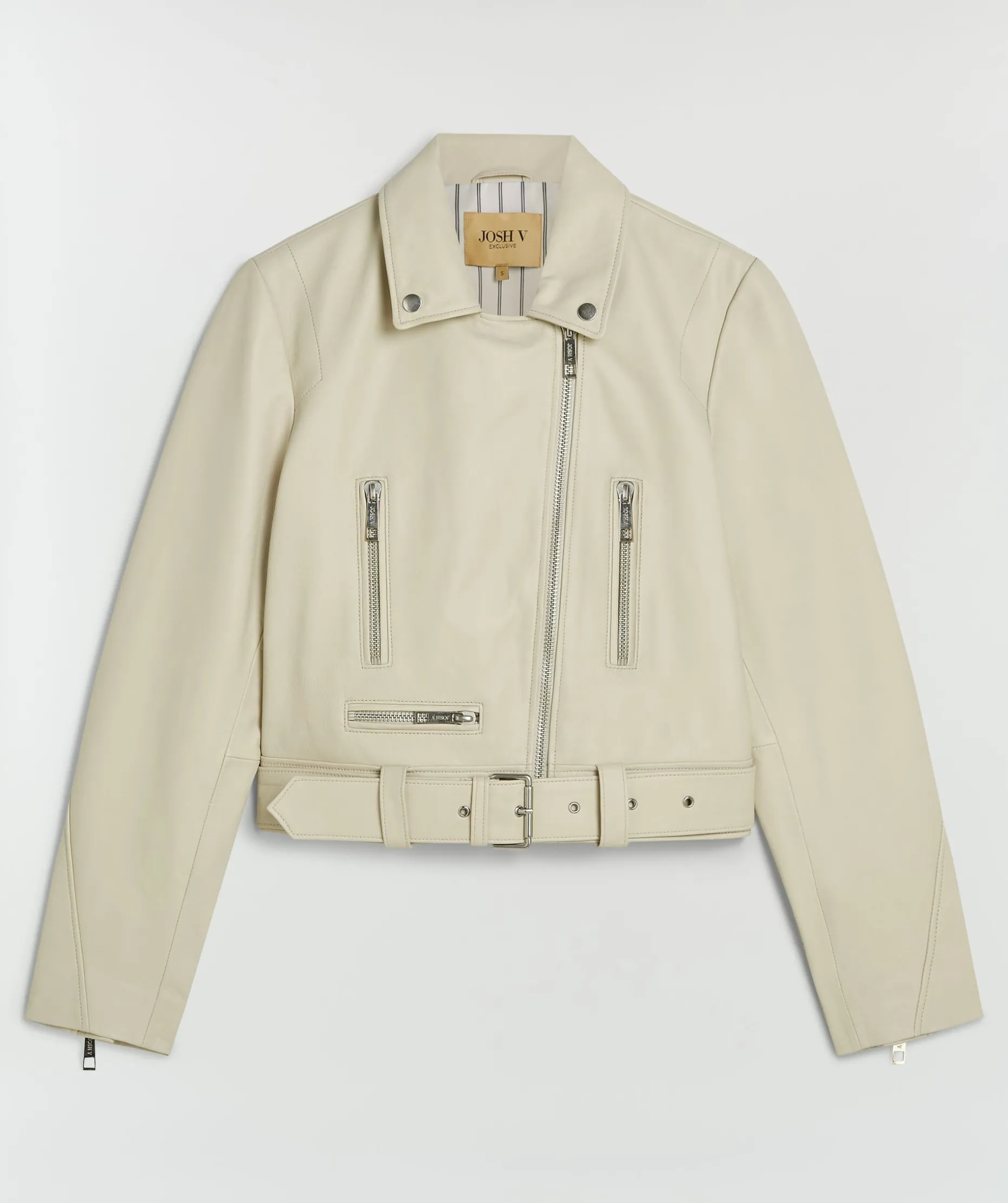 LUA regular fit jacket van leer - light ecru