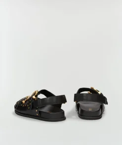 MAARTJE sandalen van leer - black