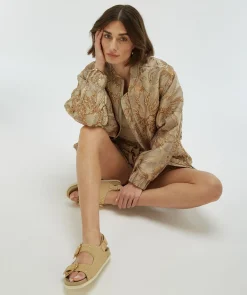 MAARTJE sandalen van leer - beige