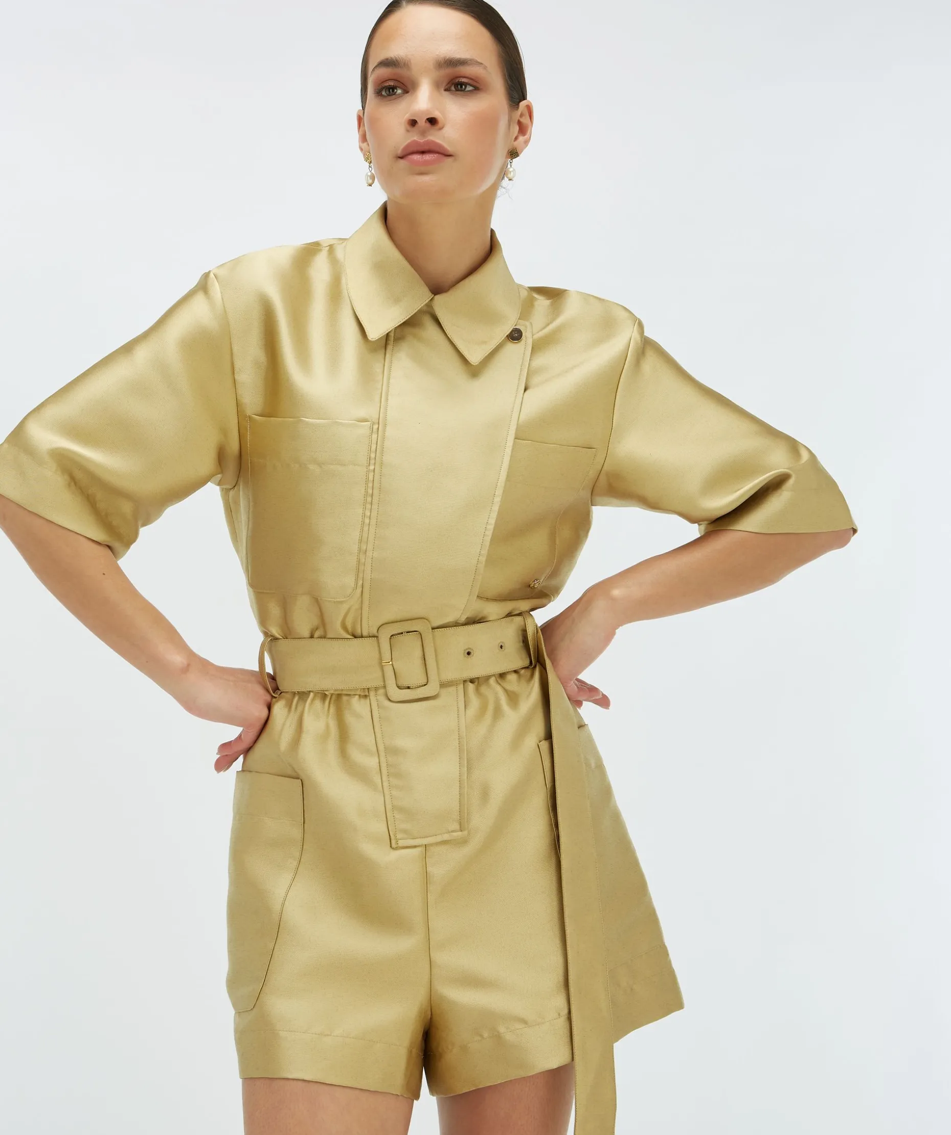 MAXIME regular fit playsuit - dull gold