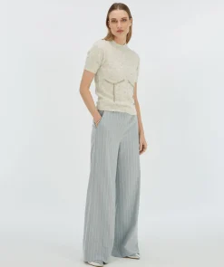 NADIE fitted trui met sierstenen - grey melange