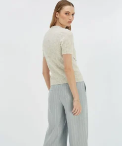 NADIE fitted trui met sierstenen - grey melange