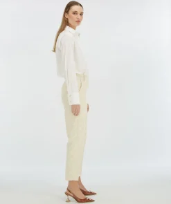 NIKITA slim fit pantalon met logoprint - ecru