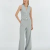NINA high rise wide leg pantalon met krijtstreep - sky blue