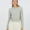NOLLIE fitted trui met schoudervulling - sky blue glitter