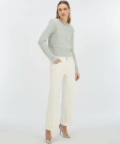 NOLLIE fitted trui met schoudervulling - sky blue glitter