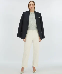 NOLLIE fitted trui met schoudervulling - sky blue glitter