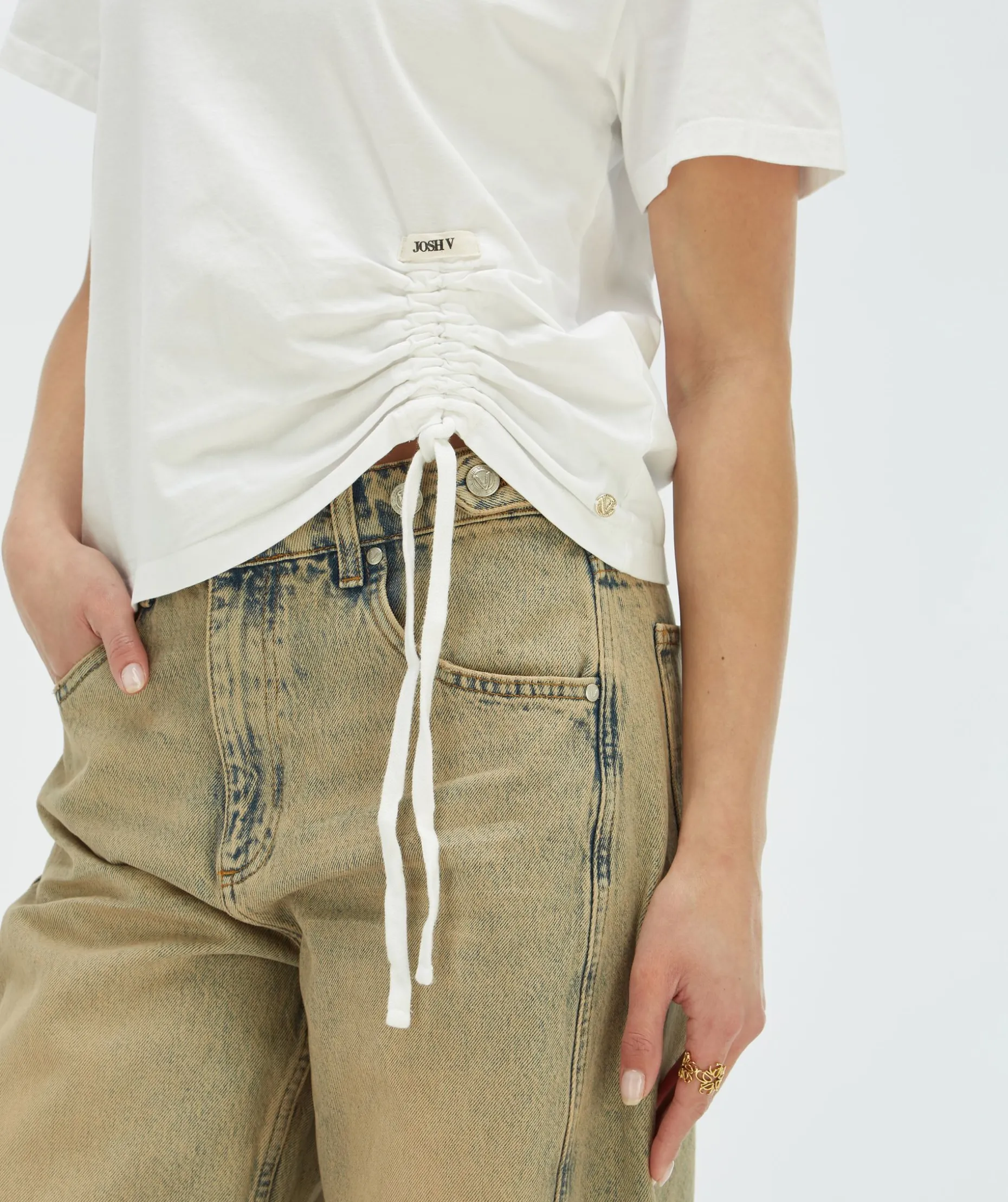 NOMA T-shirt met trekkoord - off white