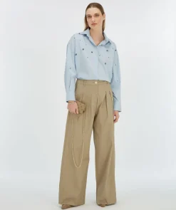 OLIVIA high rise wide leg pantalon - light mink