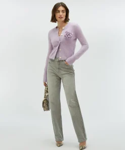 PATTY slim fit cropped vest - lilac melange