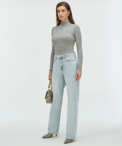 PHEBE straight fit jeans met parels - blue denim