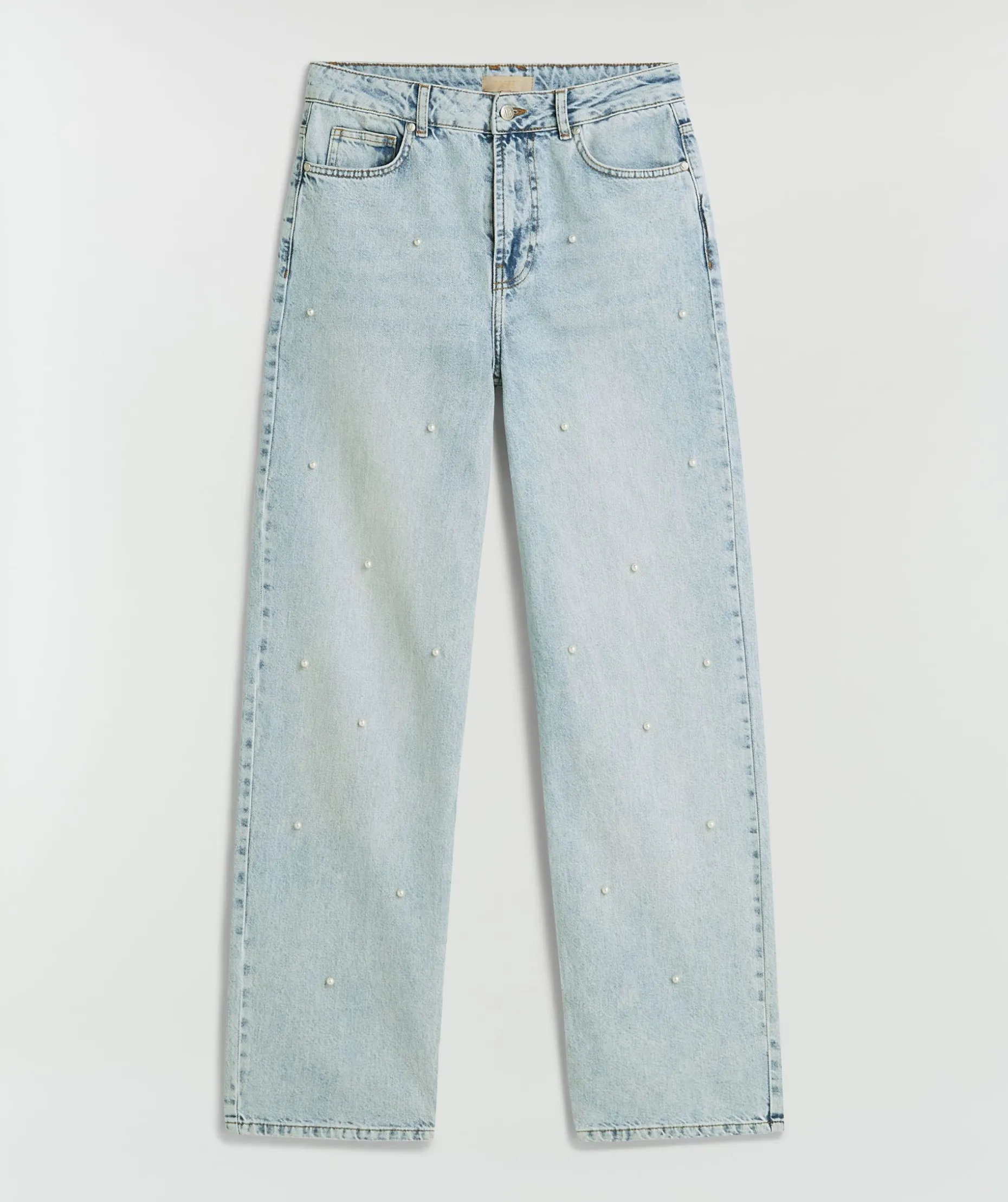 PHEBE straight fit jeans met parels - blue denim