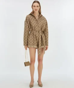 PIEN playsuit met logoprint - mink
