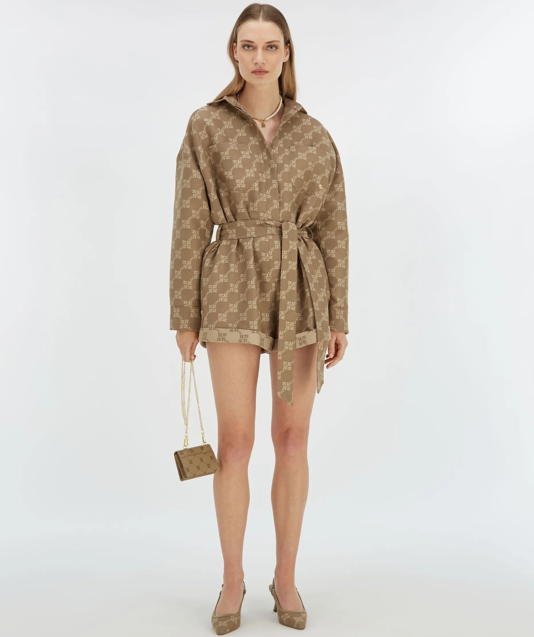 PIEN playsuit met logoprint - mink