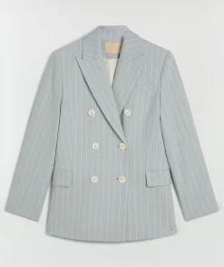 PLEUN regular fit blazer met krijtstreep - sky blue
