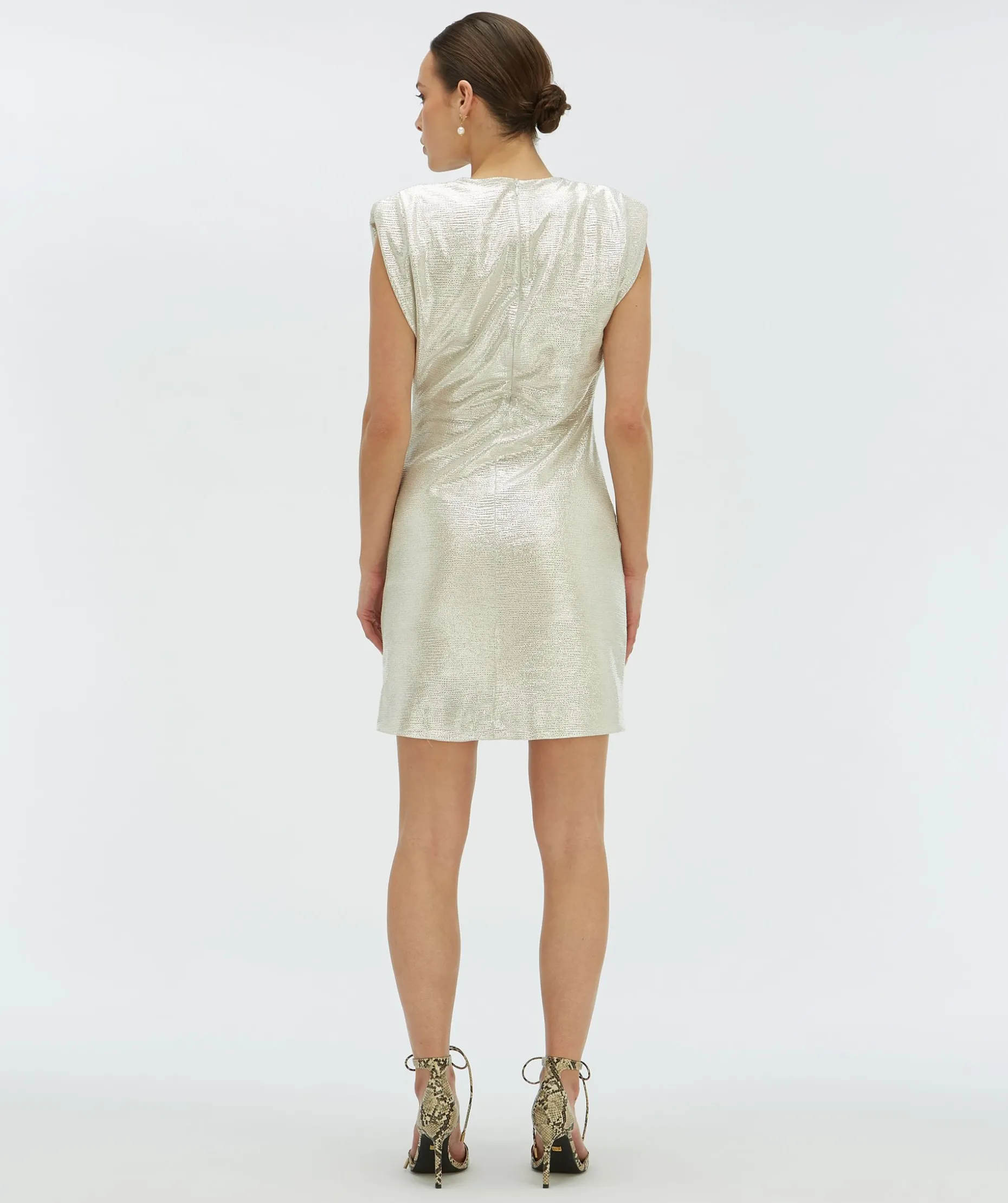 PORTIA slim fit jurk in metallic - silver glitter