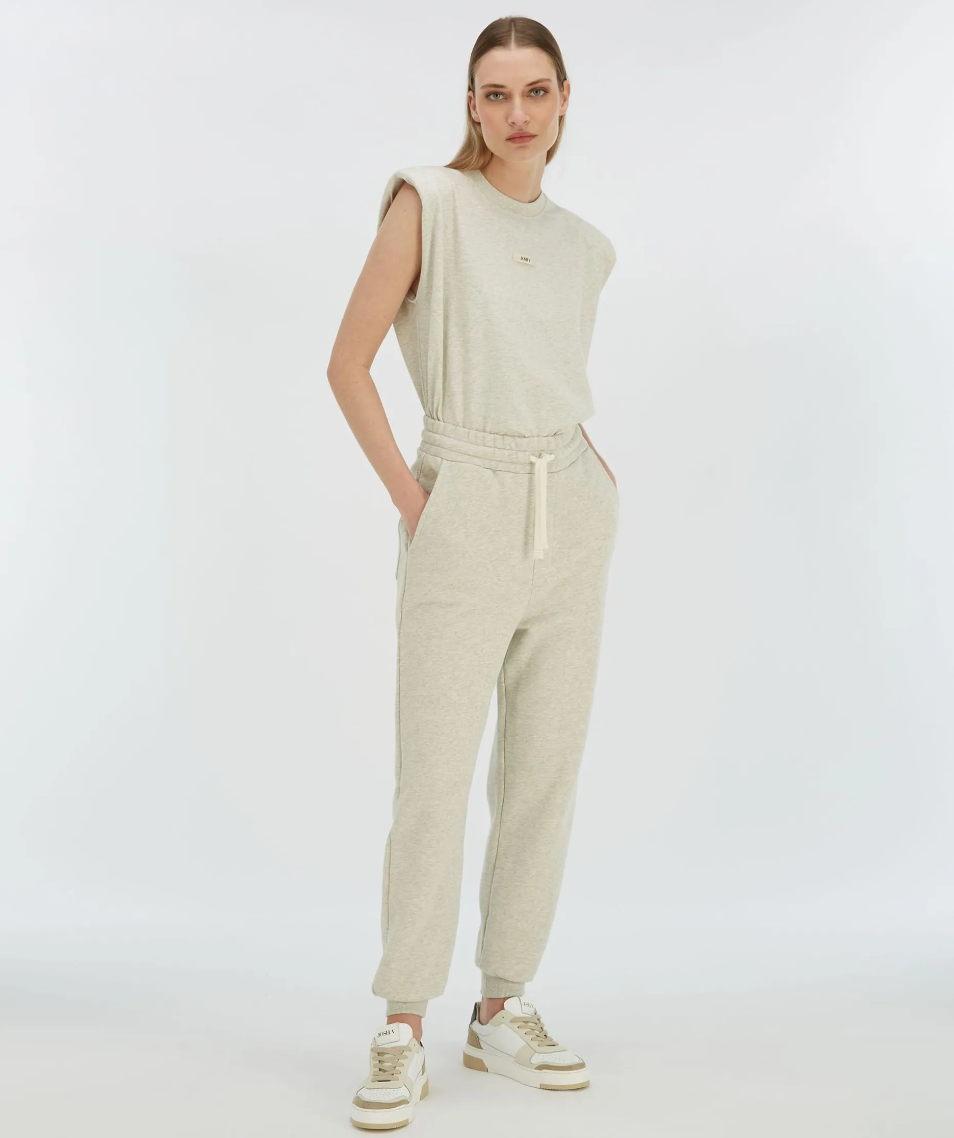 PRESTON straight fit joggingbroek - salt melange